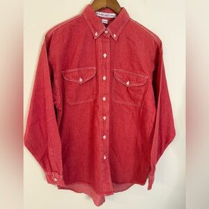 Atlast red button up shirt 100% cotton western cowboy classic casual style SZ M